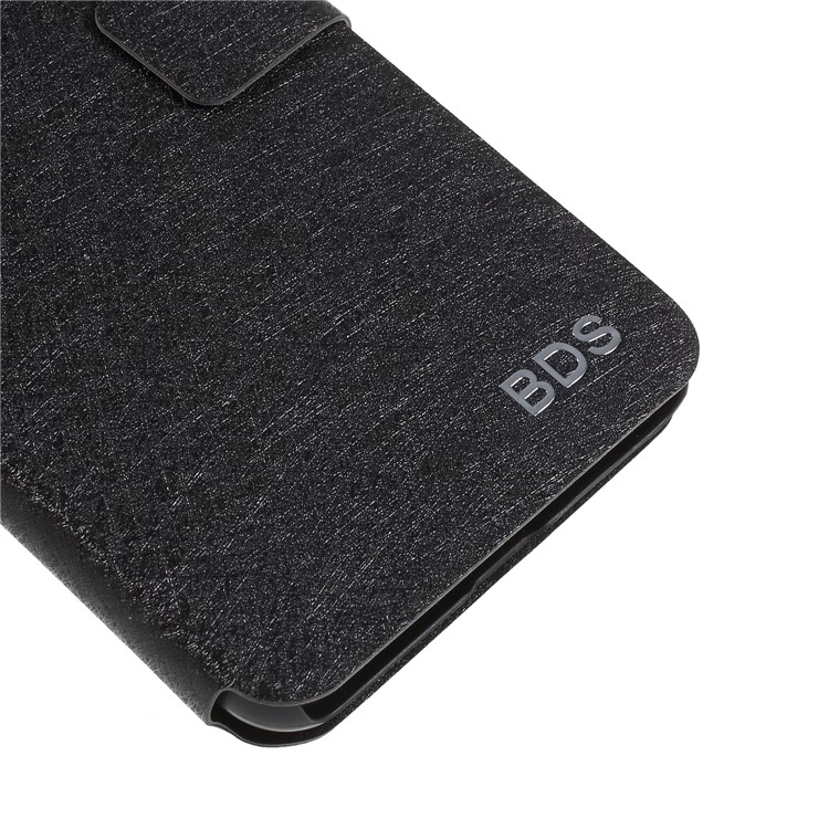 Silk Texture PU Leather Stand Card Holder Casing Cover for Huawei P20 Pro - Black-4