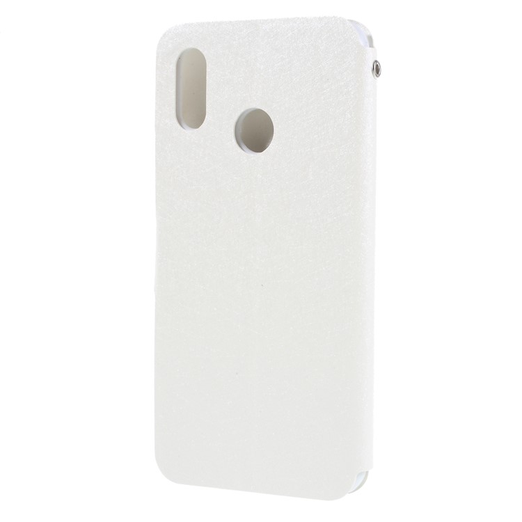 Rhinestone Decoration Silk Texture PU Leather Stand Card Holder Mobile Phone Case for Huawei P20 Lite/Nova 3e - White-2