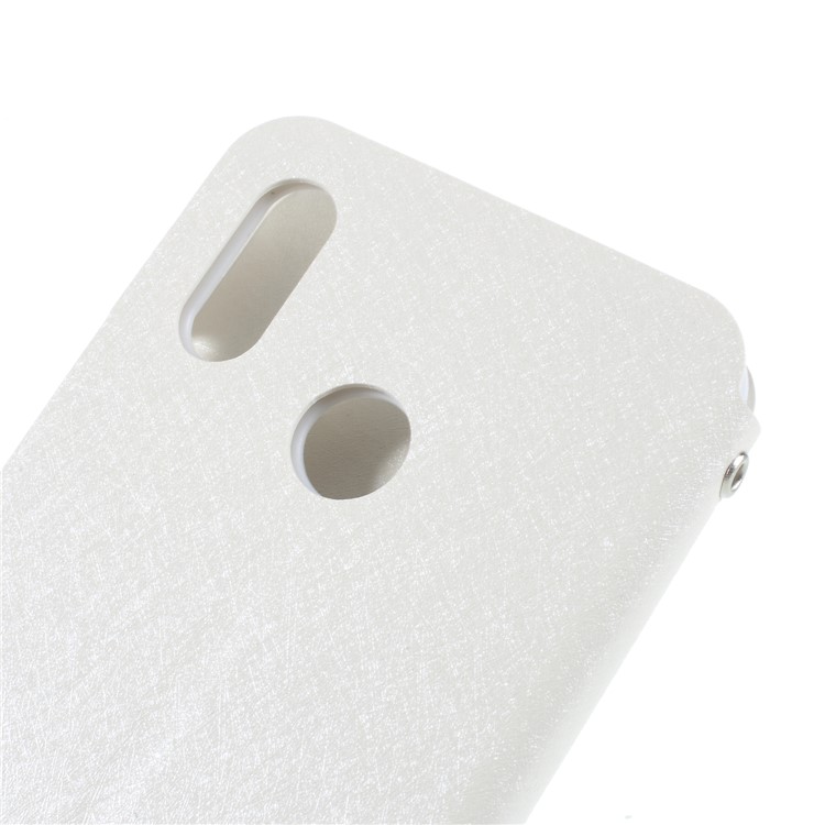 Rhinestone Decoration Silk Texture PU Leather Stand Card Holder Mobile Phone Case for Huawei P20 Lite/Nova 3e - White-5