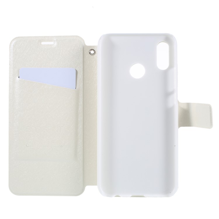 Rhinestone Decoration Silk Texture PU Leather Stand Card Holder Mobile Phone Case for Huawei P20 Lite/Nova 3e - White-8