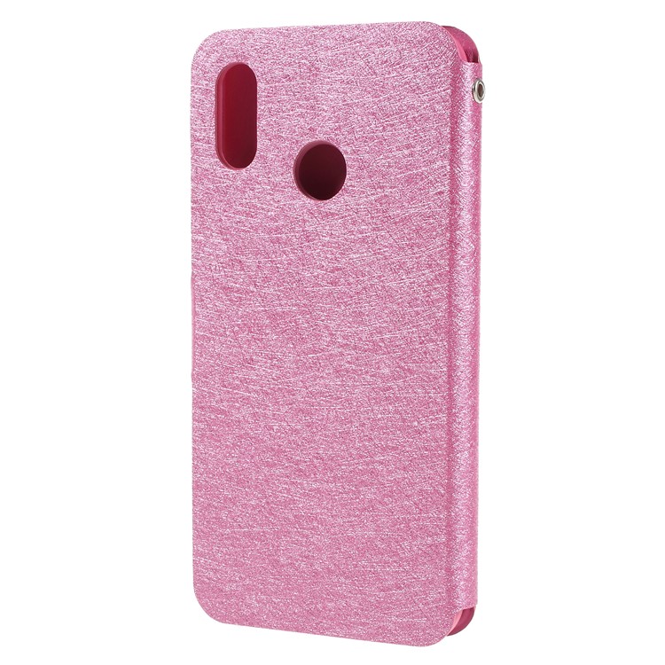 Rhinestone Decoration Silk Texture PU Leather Stand Card Holder Mobile Phone Cover for Huawei P20 Lite/Nova 3e - Rose-2