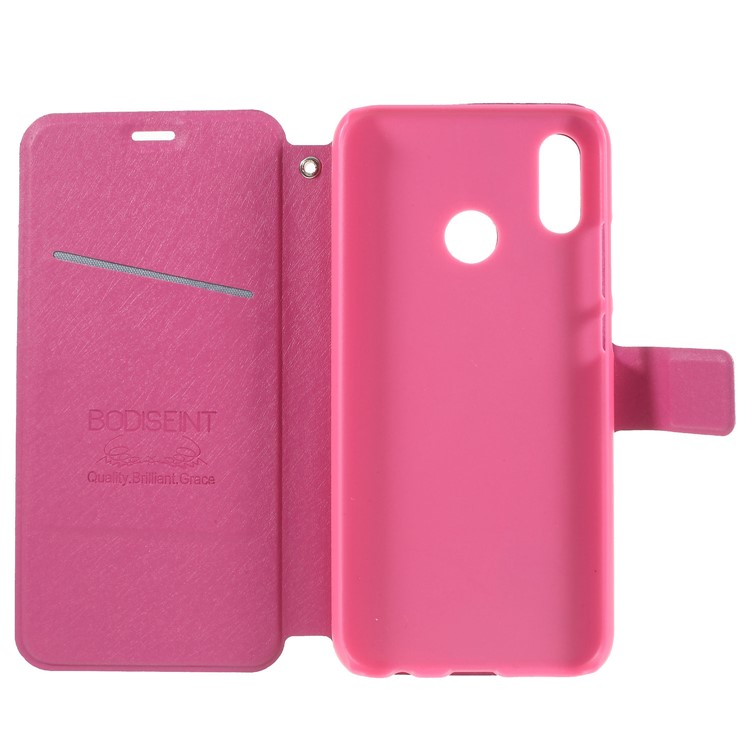 Rhinestone Decoration Silk Texture PU Leather Stand Card Holder Mobile Phone Cover for Huawei P20 Lite/Nova 3e - Rose-6