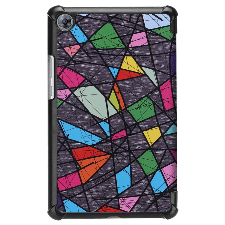 Pattern Printing Leather Tri-fold Stand Tablet Casing for Huawei MediaPad M5 8 - Geometric Pattern-3