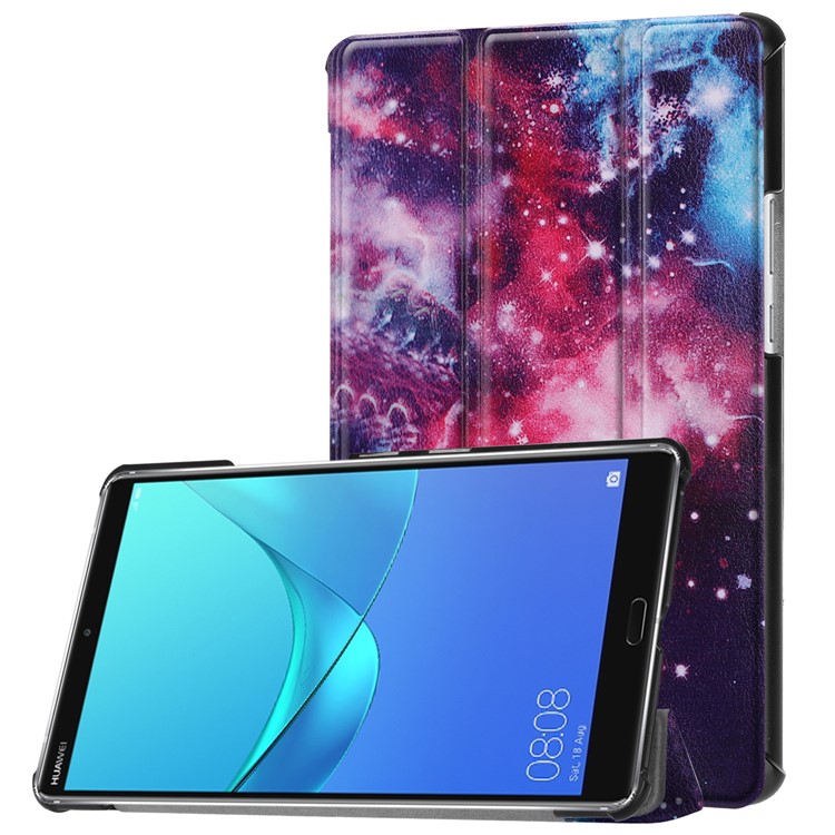 Pattern Printing Leather Tri-fold Stand Tablet Folio Shell for Huawei MediaPad M5 8 - Starry Sky-1