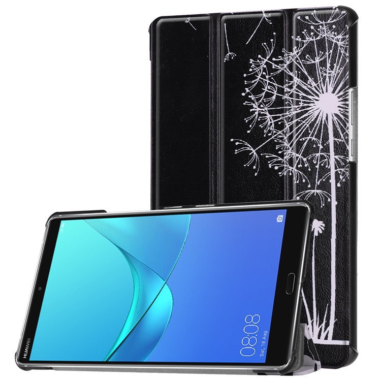 Pattern Printing Leather Tri-fold Stand Tablet Case Accessory for Huawei MediaPad M5 8 - Dandelion-1