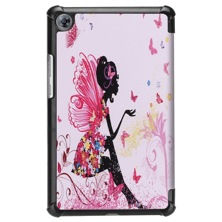 Pattern Printing Leather Tri-fold Stand Tablet Folio Protective Shell for Huawei MediaPad M5 8 - Flowered Girl with Wings-3
