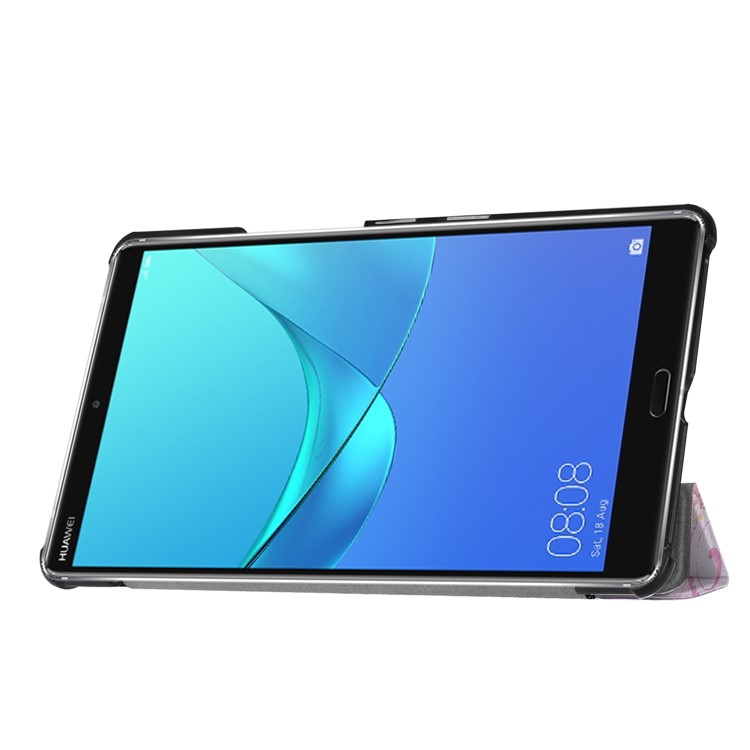 Pattern Printing Leather Tri-fold Stand Tablet Folio Protective Shell for Huawei MediaPad M5 8 - Flowered Girl with Wings-5
