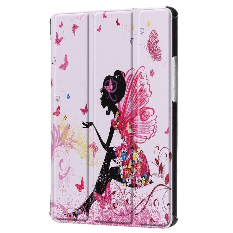Pattern Printing Leather Tri-fold Stand Tablet Folio Protective Shell for Huawei MediaPad M5 8 - Flowered Girl with Wings-7