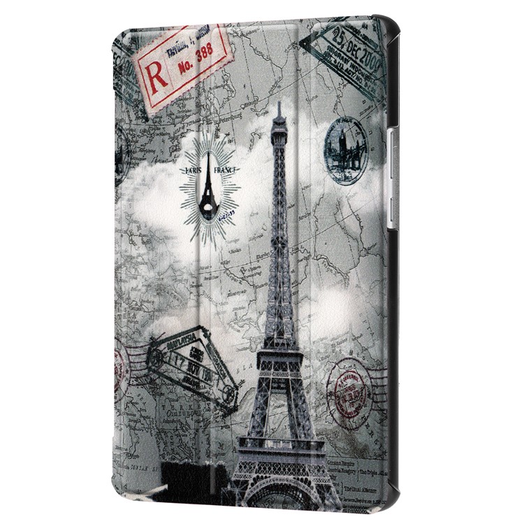 For Huawei MediaPad M5 8 Pattern Printing Leather Tri-fold Stand Tablet Cover - Eiffel Tower and Map-7