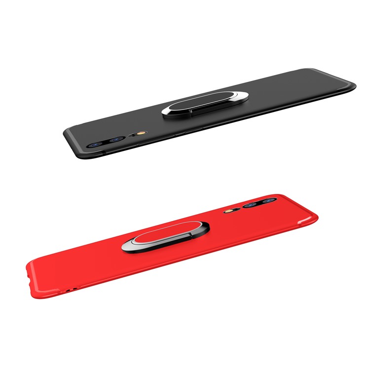 Magnetic Finger Ring Kickstand Matte TPU Phone Case for Huawei P20 - Red-2