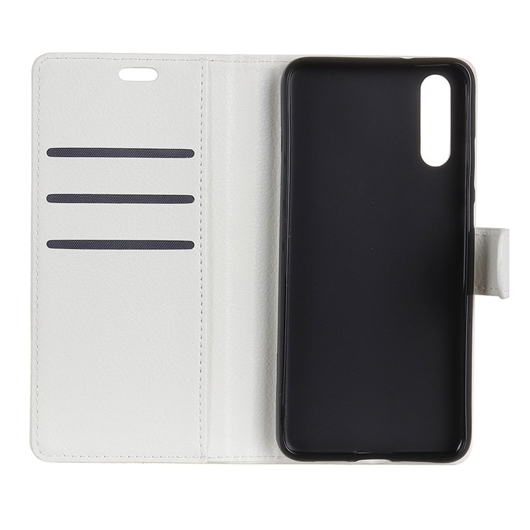 Litchi Texture Wallet Stand Leather Cover for Huawei P20 Pro - White-5