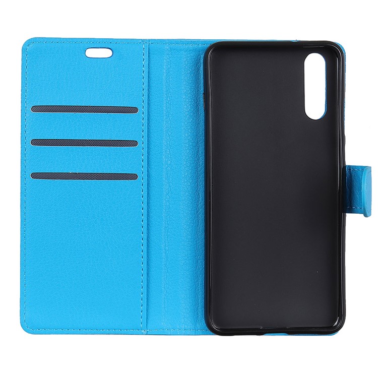 Litchi Grain Wallet Stand Leather Case Accessory for Huawei P20 Pro - Blue-5
