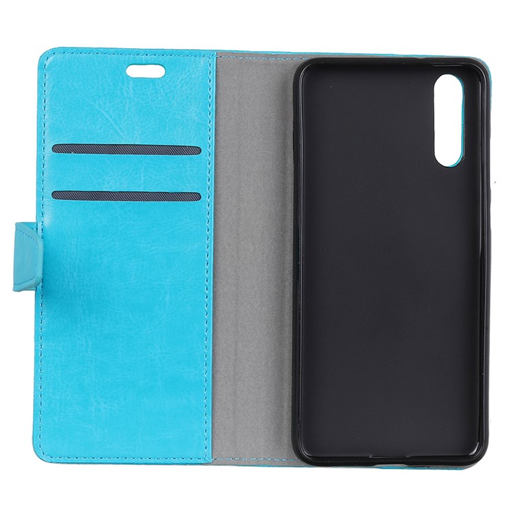 Crazy Horse Texture Card Holder Leather Flip Stand Phone Cover for Huawei P20 Pro - Blue-4