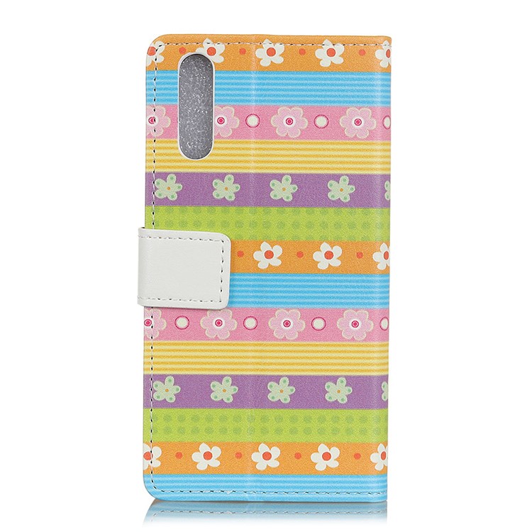 Pattern Printing Wallet Leather Stand Shell for Huawei P20 Pro - Colorful Stripes Flowers-2
