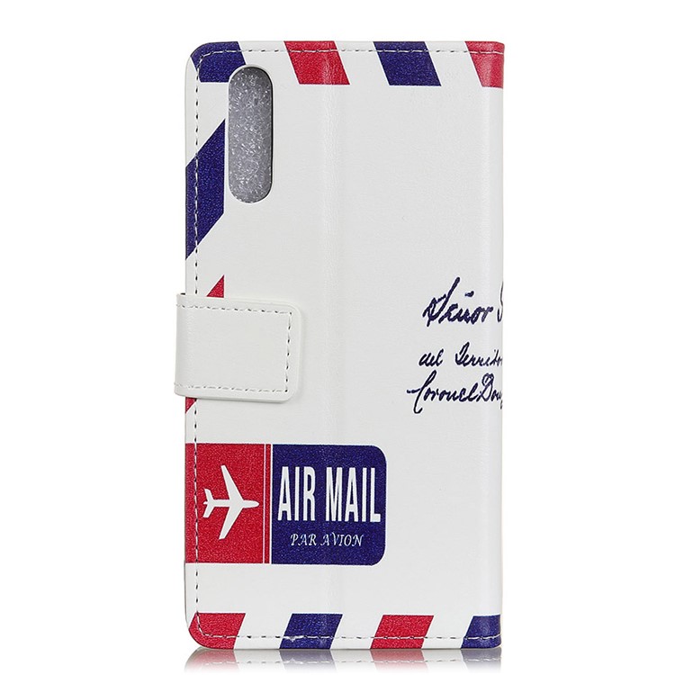 Pattern Printing Wallet Leather Stand Case Accessory for Huawei P20 Pro - Retro Postmark-2