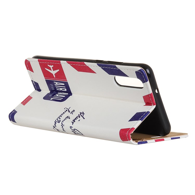 Pattern Printing Wallet Leather Stand Case Accessory for Huawei P20 Pro - Retro Postmark-3
