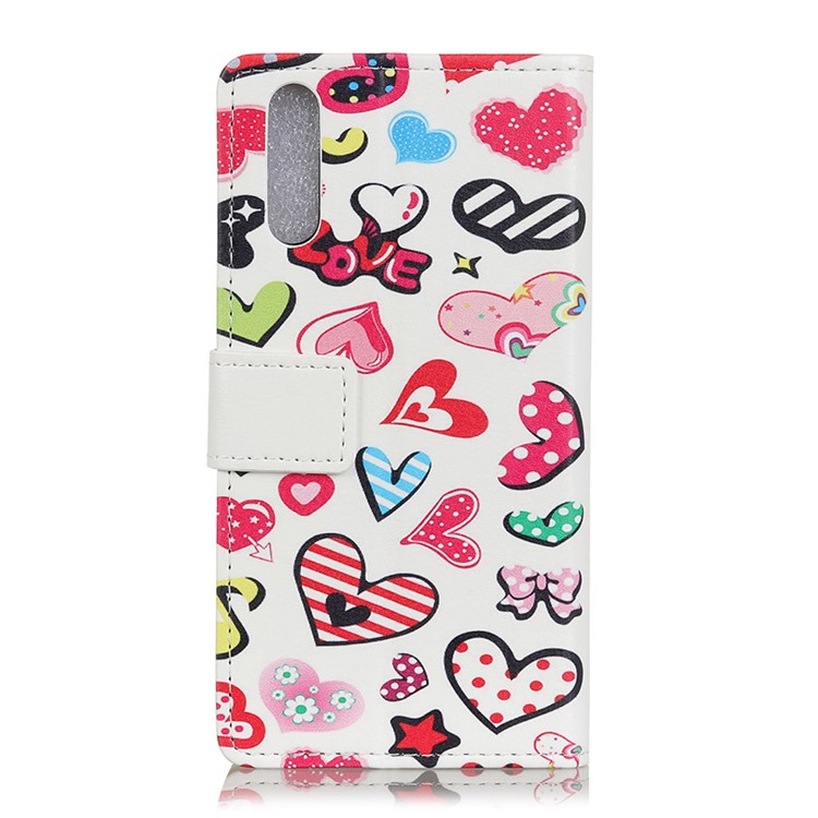 Pattern Printing Wallet Leather Cellphone Cover for Huawei P20 Pro - Colorful Hearts-2