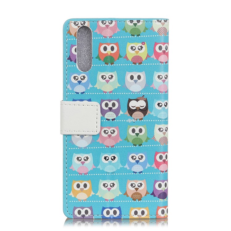 Patterned Wallet Leather Protective Case for Huawei P20 Pro - Blue Background Owls-2
