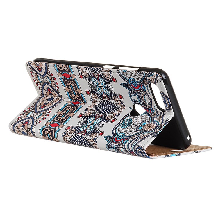 Pattern Printing Wallet Leather Stand Cover for Huawei Y9 (2018) - Arabic Floral Pattern-3
