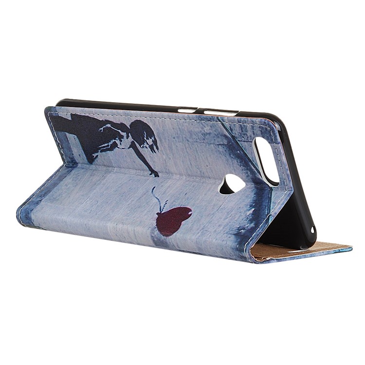 Pattern Printing Leather Wallet Phone Cover Case for Huawei Y9 (2018) - Cute Girl Flying Heart Shaped Balloon-3