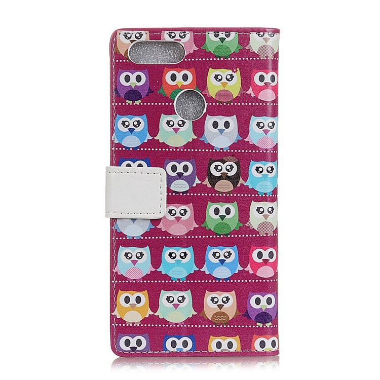 Pattern Printing Multiple Owls Stand Leather Magnetic Cover for Huawei Y9 (2018) - Purple Background-2