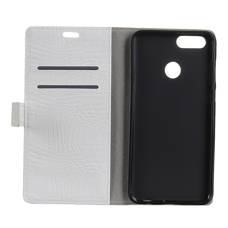 Crocodile Texture PU Leather Wallet Phone Cover for Huawei Y9 (2018) - White-4