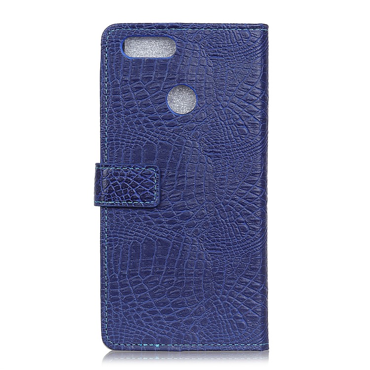 Crocodile Texture PU Leather Stand Cell Phone Case for Huawei Y9 (2018) - Dark Blue-3