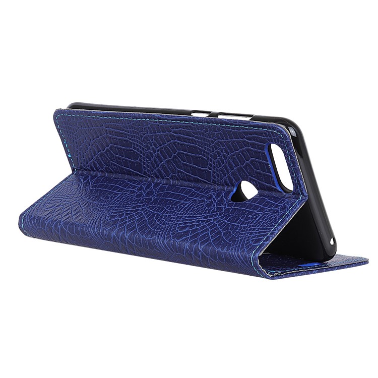 Crocodile Texture PU Leather Stand Cell Phone Case for Huawei Y9 (2018) - Dark Blue-5