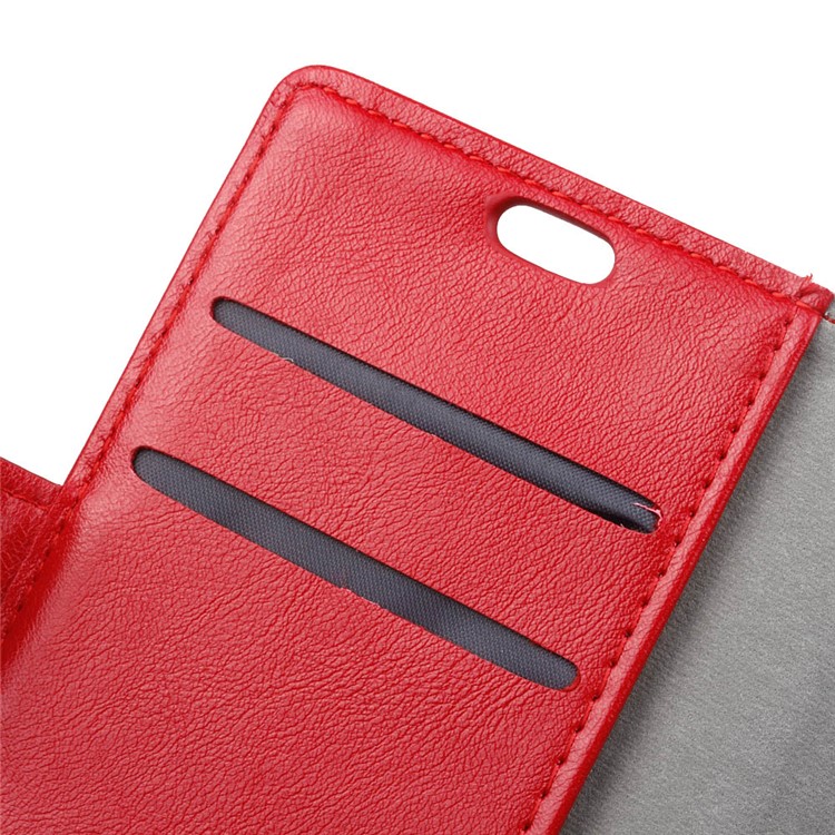 For Huawei Y9 (2018) Crazy Horse Grain Leather Wallet Flip Casing - Red-2