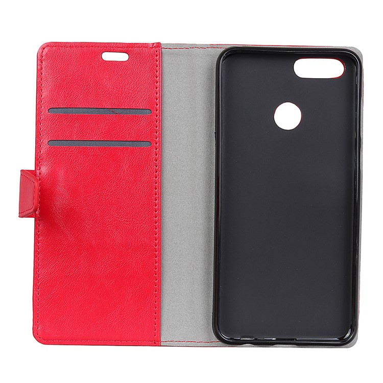 For Huawei Y9 (2018) Crazy Horse Grain Leather Wallet Flip Casing - Red-4