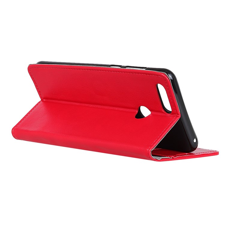 For Huawei Y9 (2018) Crazy Horse Grain Leather Wallet Flip Casing - Red-5
