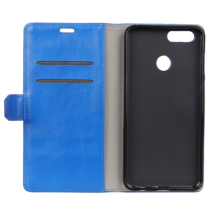 For Huawei Y9 (2018) Crazy Horse Grain Leather Wallet Phone Shell - Blue-4