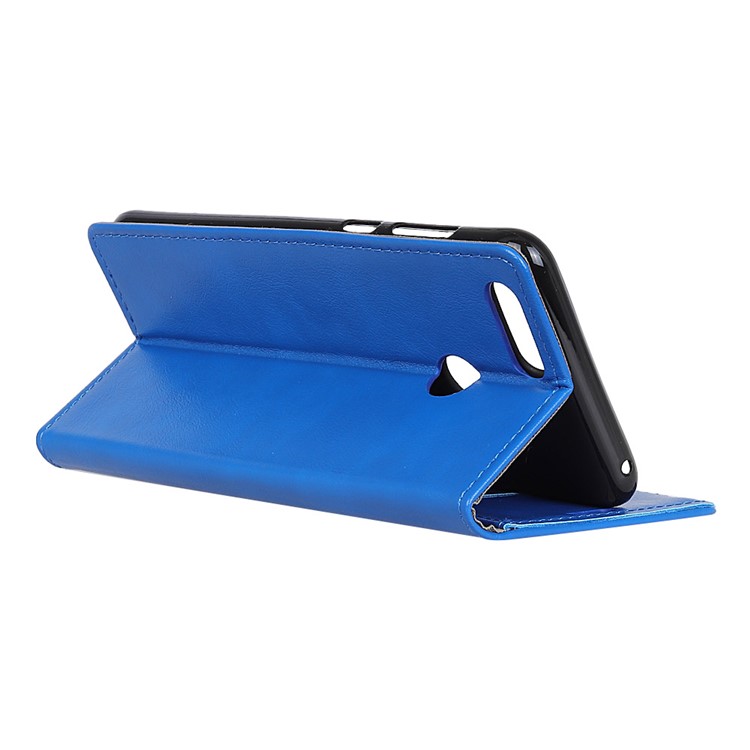 For Huawei Y9 (2018) Crazy Horse Grain Leather Wallet Phone Shell - Blue-5