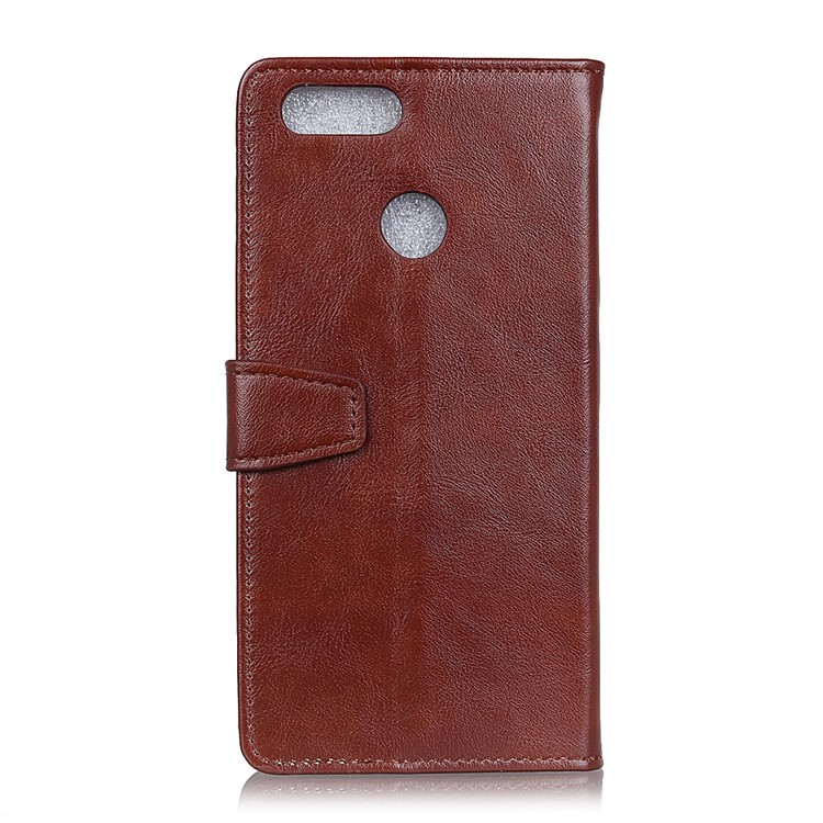For Huawei Y9 (2018) Crazy Horse Grain Leather Stand Protective Cover - Brown-2