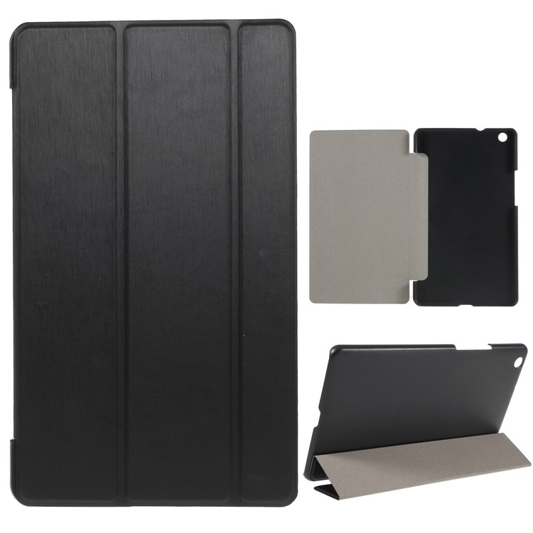 Tri-fold Stand Smart Leather Cover Accessory for Huawei MediaPad M3 8.4 - Black-1