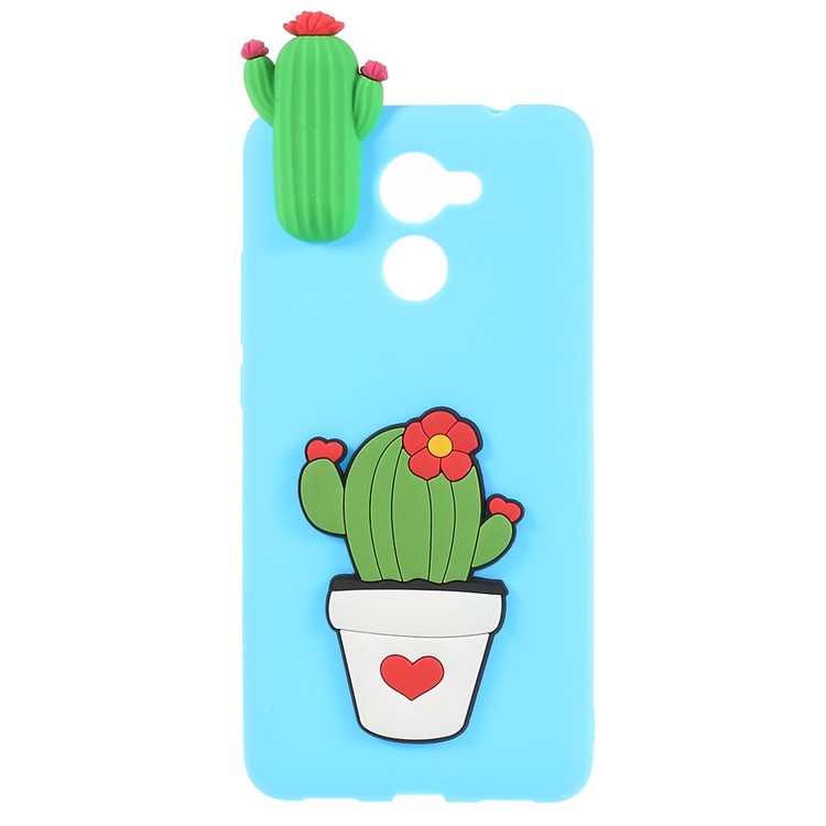 Cute 3D Cartoon Pattern Soft TPU Accessory Cover for Huawei Y7 Prime / Enjoy 7 Plus - Cactus-1