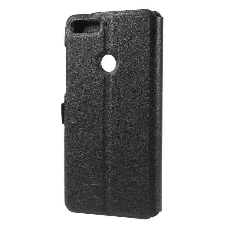 Silk Texture Dual View Window Leather Cover for Huawei Huawei Enjoy 8/Enjoy 8 - Black-2