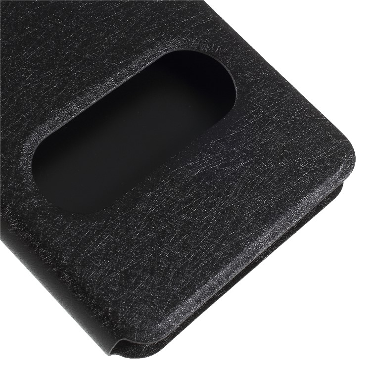 Silk Texture Dual View Window Leather Cover for Huawei Huawei Enjoy 8/Enjoy 8 - Black-7