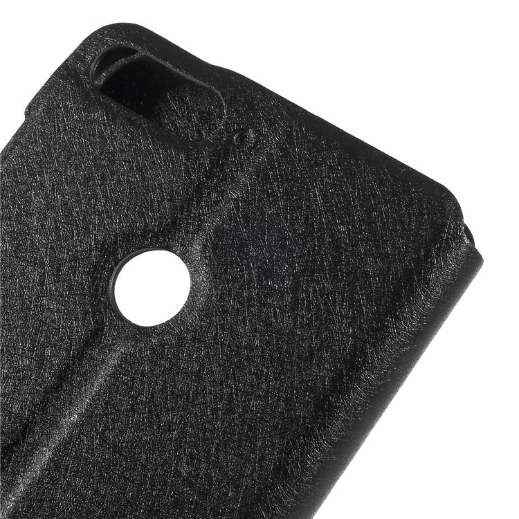 Silk Texture Dual View Window Leather Cover for Huawei Huawei Enjoy 8/Enjoy 8 - Black-8