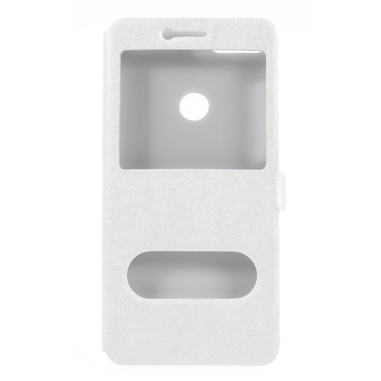 Silk Texture Dual View Window Leather Case for Huawei Y7 Prime (2018) / Honor 7C/Enjoy 8 - White-1