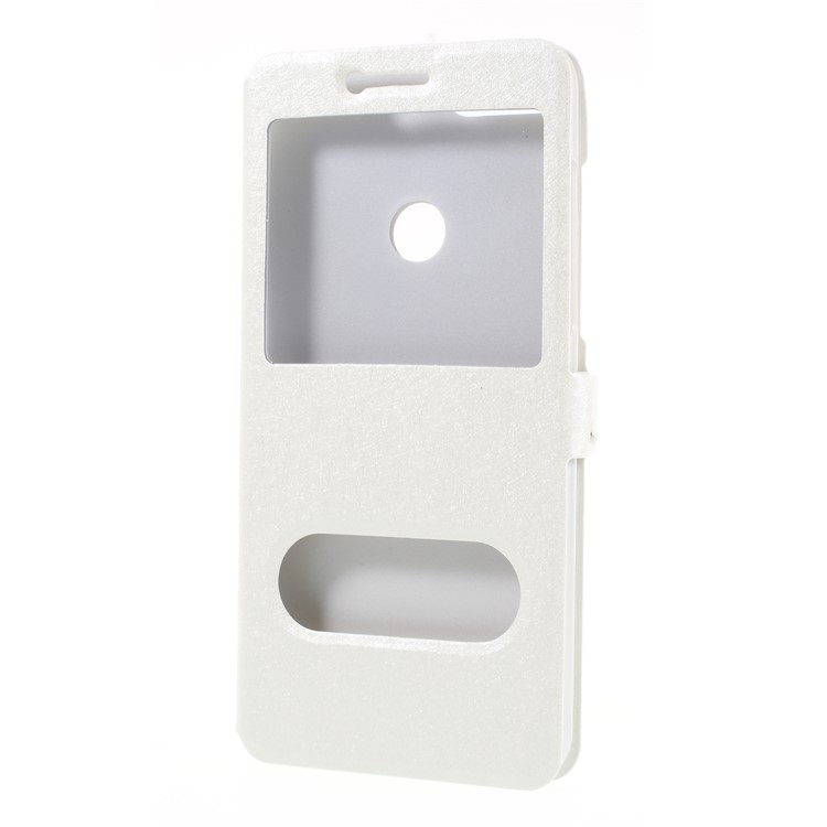 Silk Texture Dual View Window Leather Case for Huawei Y7 Prime (2018) / Honor 7C/Enjoy 8 - White-3