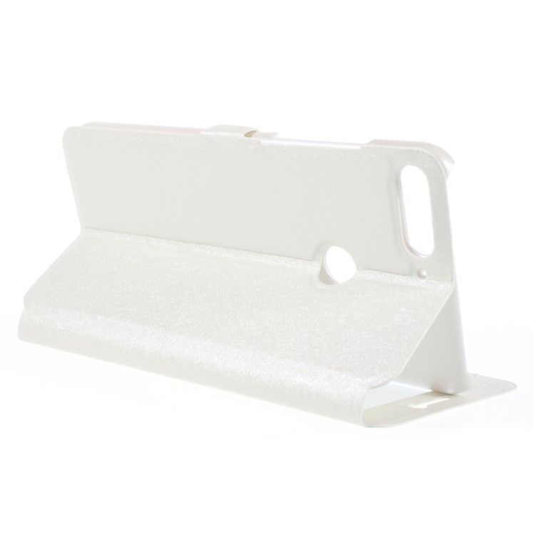 Silk Texture Dual View Window Leather Case for Huawei Y7 Prime (2018) / Honor 7C/Enjoy 8 - White-5