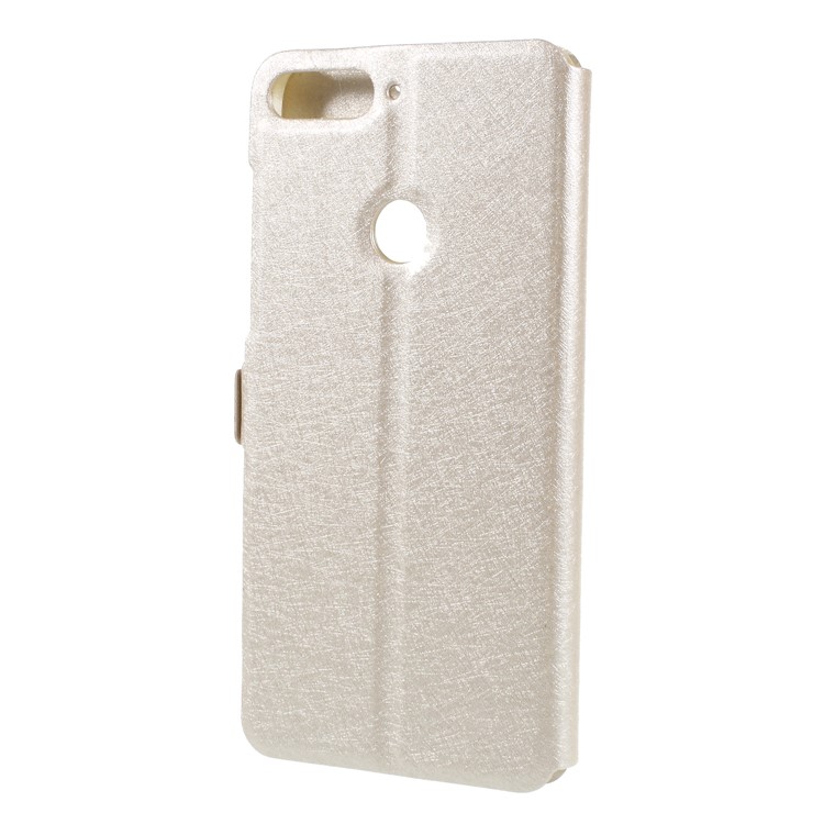 Silk Texture Dual View Window Leather Casing for Huawei Y7 Prime (2018) / Honor 7C/Enjoy 8 - Gold-2