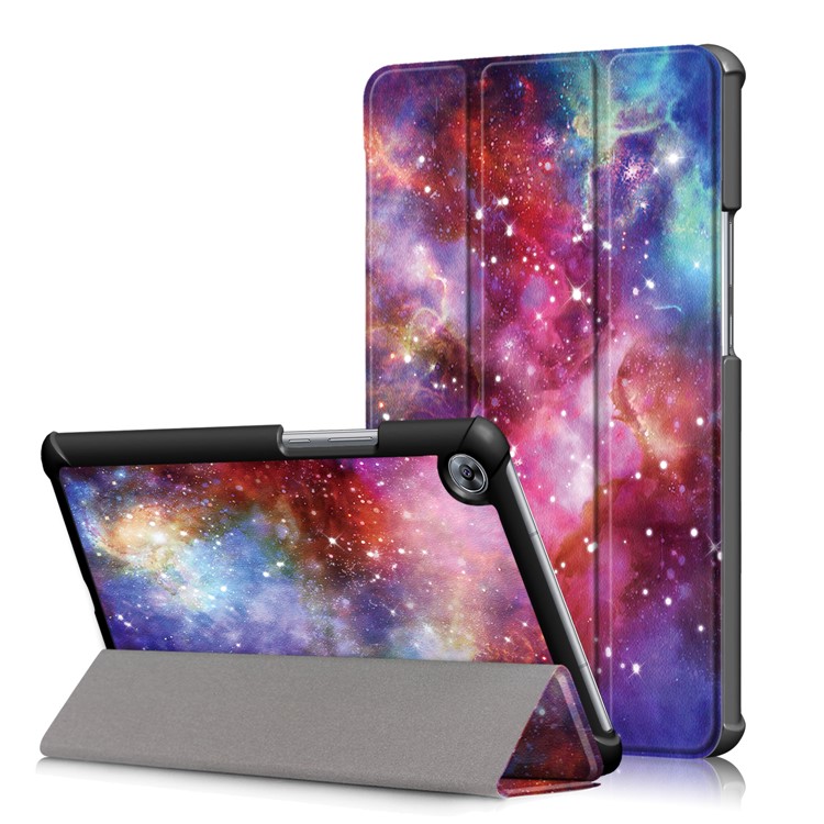 Patterned Leather Tri-fold Stand Smart Case for Huawei MediaPad M5 8 - Galaxy Pattern-1