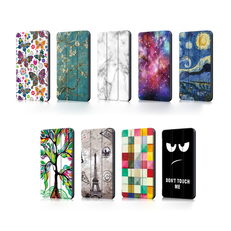 Patterned Leather Tri-fold Stand Smart Case for Huawei MediaPad M5 8 - Galaxy Pattern-11