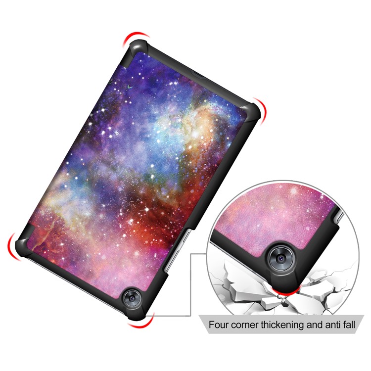 Patterned Leather Tri-fold Stand Smart Case for Huawei MediaPad M5 8 - Galaxy Pattern-5