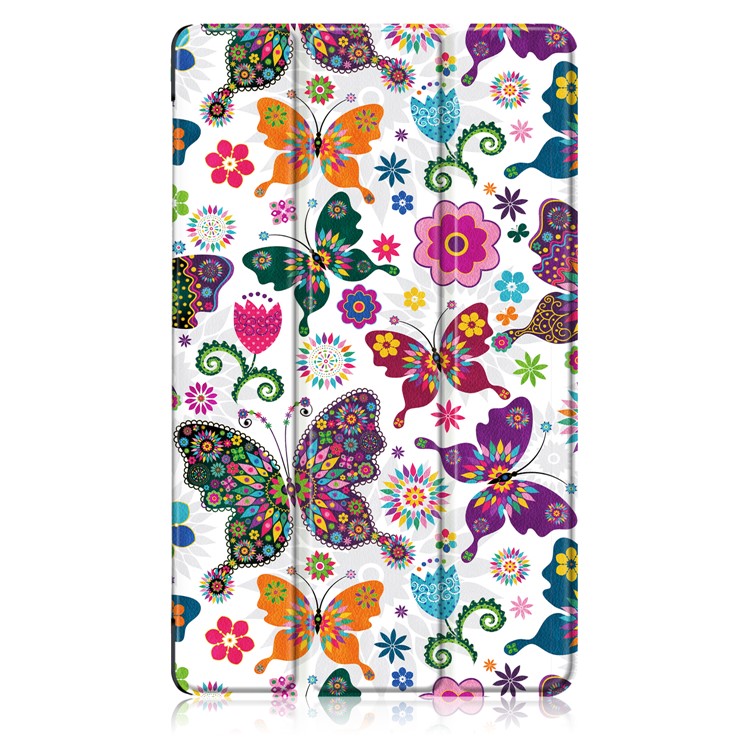 Patterned Leather Tri-fold Stand Smart Cover for Huawei MediaPad M5 8 - Butterfly Flower-2