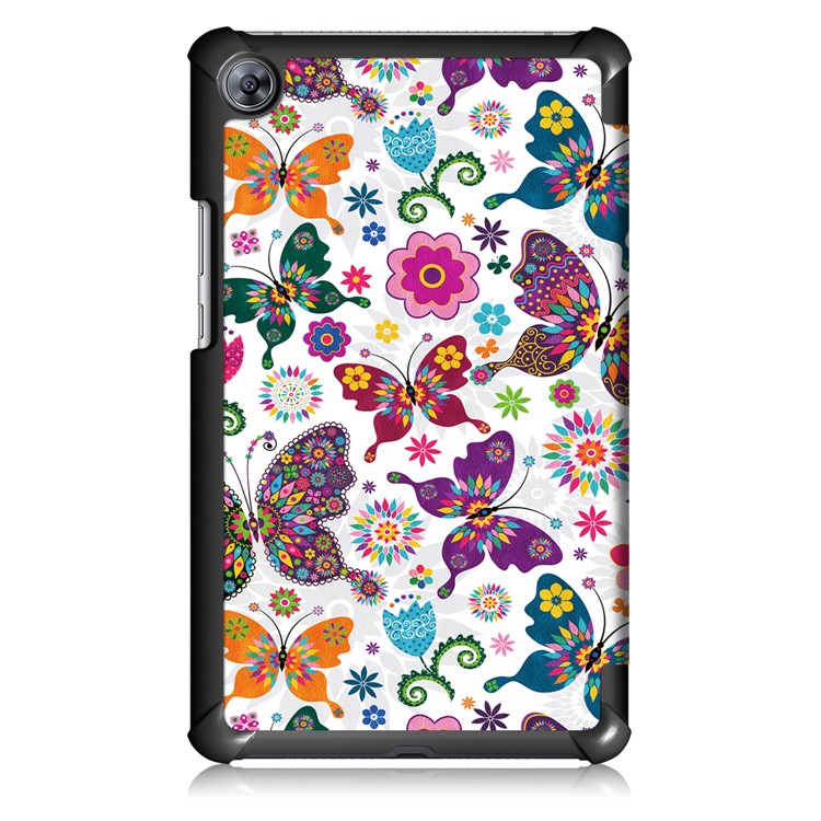 Patterned Leather Tri-fold Stand Smart Cover for Huawei MediaPad M5 8 - Butterfly Flower-3