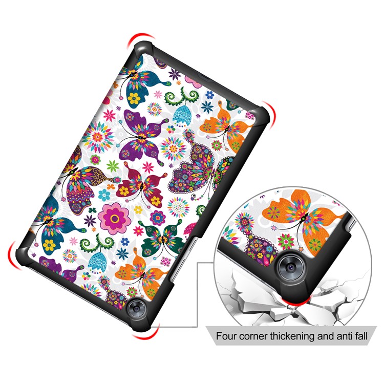 Patterned Leather Tri-fold Stand Smart Cover for Huawei MediaPad M5 8 - Butterfly Flower-5