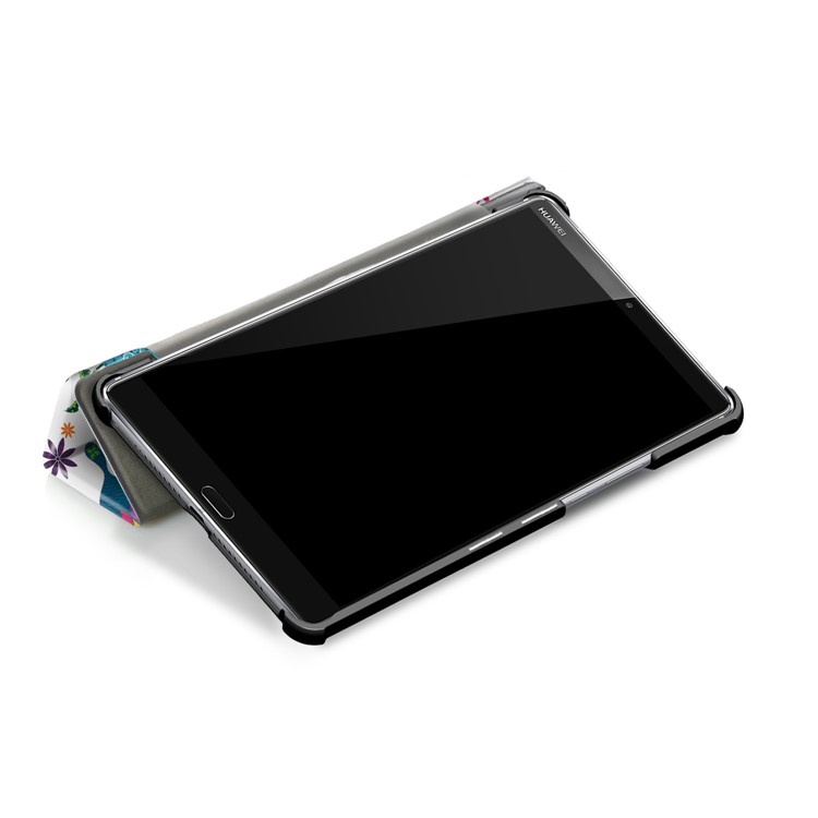 Patterned Leather Tri-fold Stand Smart Cover for Huawei MediaPad M5 8 - Butterfly Flower-8
